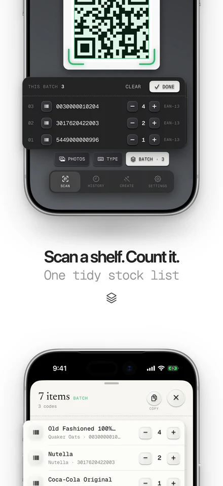 Barcode scanner counting stock on a shelf