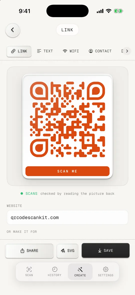 The QR code generator making a styled QR code with a caption